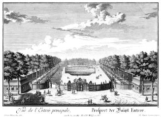 Salomon Kleiner, Prospect der Haupt Entree, 1731, Radierung, Plattenmaße: 28,5 x 39,1 cm, Belve…