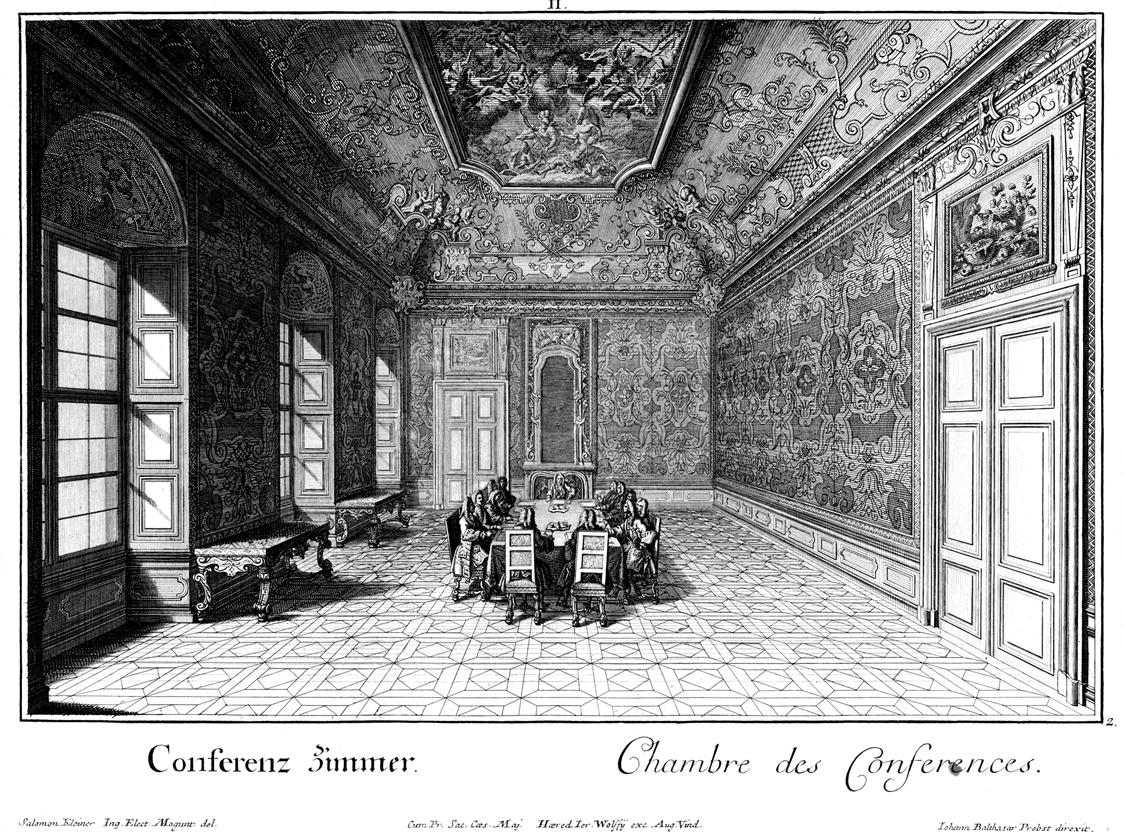 Salomon Kleiner, Conferenz Zimmer, 1733, Radierung, Plattenmaße: 29,4 x 39,4 cm, Belvedere, Wie…