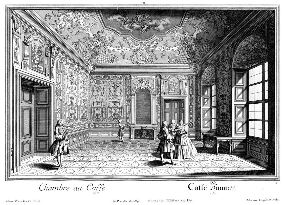 Salomon Kleiner, Caffè Zimmer, 1734, Radierung, Plattenmaße: 28,6 x 39,6 cm, Belvedere, Wien, I ...