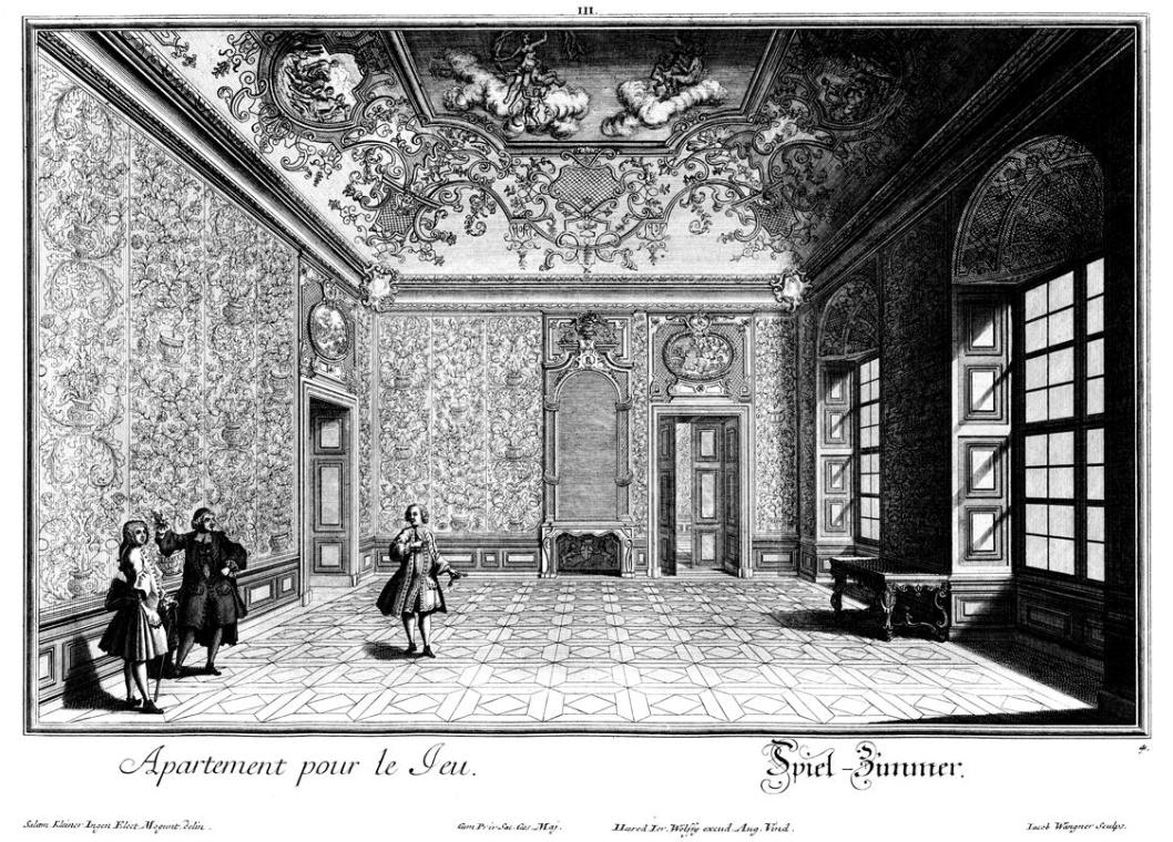 Salomon Kleiner, Spiel-Zimmer, 1734, Radierung, Plattenmaße: 28,3 x 39,3 cm, Belvedere, Wien, I…