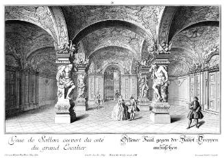 Salomon Kleiner, Offener Saal, gegen der Haupt-Treppen anzusehen, 1735, Radierung, Plattenmaße: ...