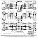 Salomon Kleiner, Drey Grund-Risse des Haupt-Gebäudes, 1736, Radierung, Plattenmaße: 40,4 x 40,1…