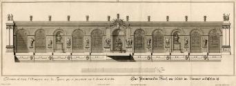 Salomon Kleiner, Das Pommeranzen Hauß wie solches im Sommer anzusehen ist, 1737, Radierung, Pla…