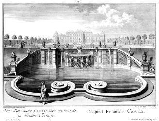 Salomon Kleiner, Prospect der untern Cascade, 1737, Radierung, Plattenmaße: 29,2 x 38,5 cm, Bel…