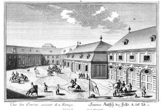 Salomon Kleiner, Inneres Ansehen des Hoffs, 1738, Radierung, Plattenmaße: 26,9 x 38,6 cm, Belve…