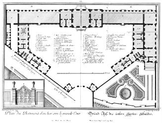 Salomon Kleiner, Grund-Riß des unteren Garten-Gebäudes, 1738, Radierung, Plattenmaße: 28,6 x 38…