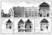 Salomon Kleiner, Durchschnitt des untern Garten-Gebäudes nach der Linie 1–2. bes. Tab. 5, 1738,…