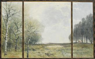 August Schaeffer von Wienwald, Natur und Kultur, 1905, Öl auf Leinwand, Seitenteile: 105 x 40 c…