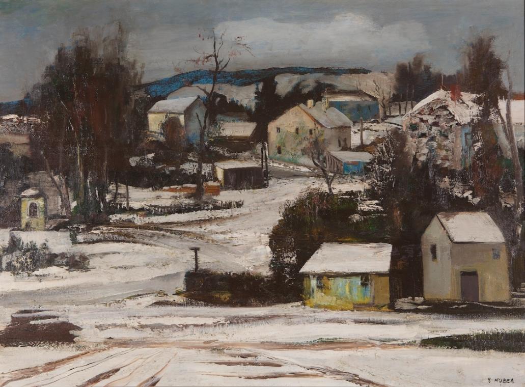 Ernst Huber, Winterlandschaft, undatiert, Öl auf Leinwand, 72,5 x 100,5 cm, Belvedere, Wien, In…