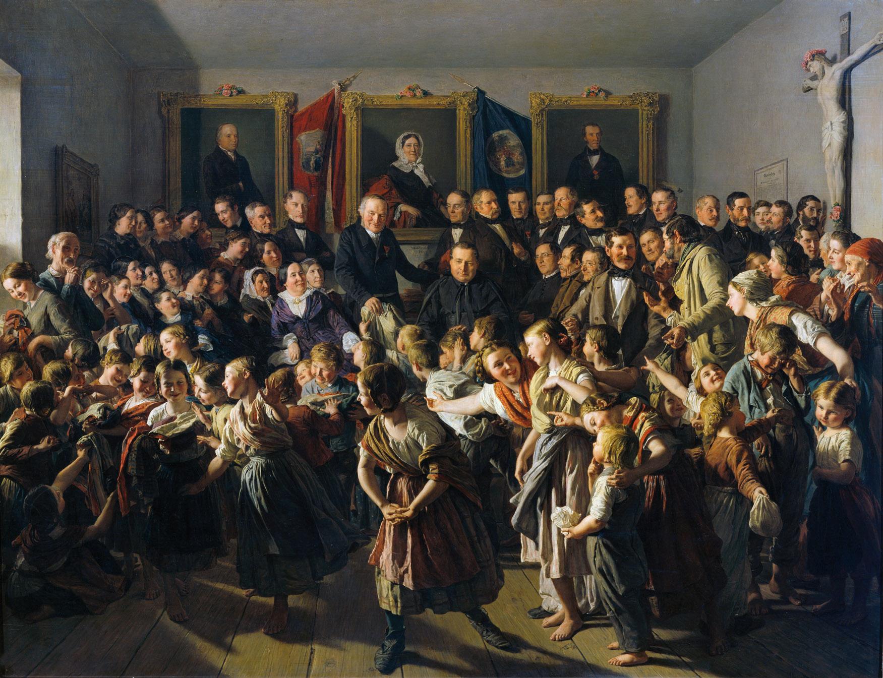Ferdinand Georg Waldmüller, Kinder armer Eltern werden von der Gemeinde Spittelberg am Michaeli…