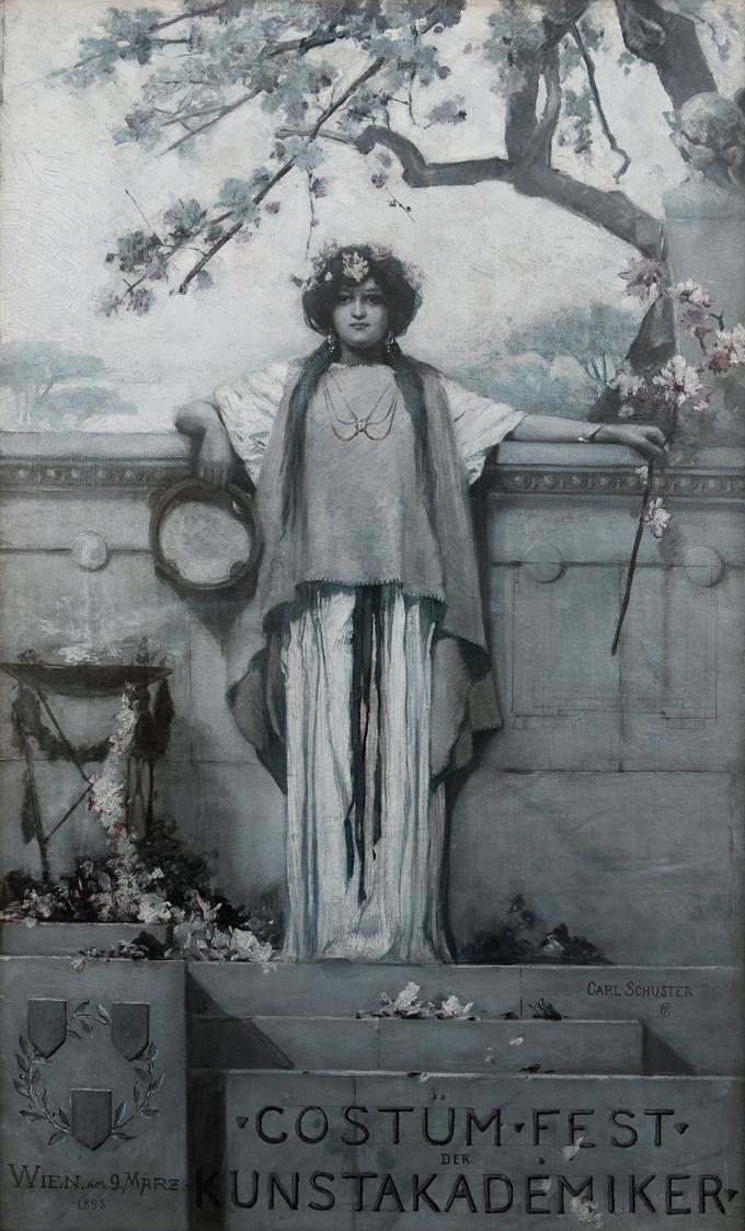 Karl Schuster, Kostümfest der Kunstakademiker, 1895, Öl auf Leinwand, 80 × 50 cm, Belvedere, Wi…