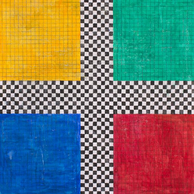 Hildegard Joos, Studie zu: Schachbrettbild, Undatiert, Gouache auf Papier, 47,9 × 47,9 cm, Belv…