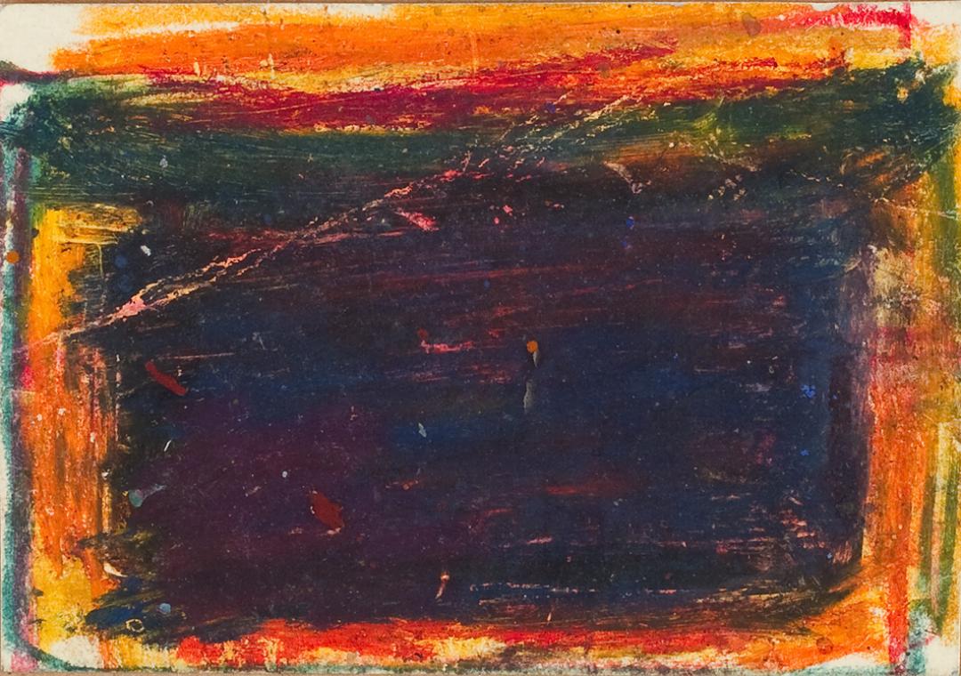 Hildegard Joos, Studie zu: Gebetsteppich, undatiert, Ölkreide auf Papier, 11,4 x 8 cm, Belveder…