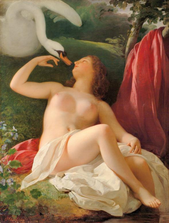 Franz Schrotzberg, Leda mit dem Schwan, 1839, Öl auf Leinwand, 128 x 99 cm, Belvedere, Wien, In ...