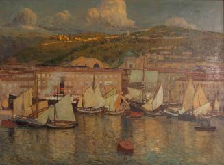 Raul Frank, Sommerabend (Hafen von Fiume), vor 1905, Öl auf Leinwand, 110,5 x 150,5 cm, Belvede…