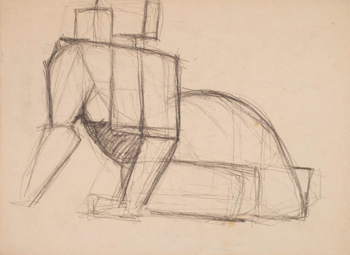 Marc Adrian, Figurenstudie, Bleistift auf Papier, 29,6 x 40,5 x 3 cm, Belvedere, Wien, Inv.-Nr.…