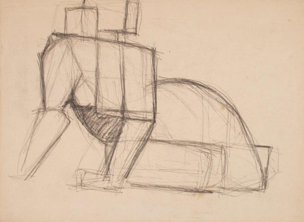 Marc Adrian, Figurenstudie, Bleistift auf Papier, 29,6 x 40,5 x 3 cm, Belvedere, Wien, Inv.-Nr.…