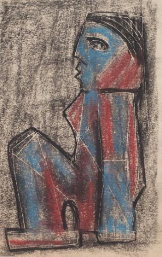 Marc Adrian, Studie zu einer Skulptur, Kohle und Buntstift auf Papier, 22,6 x 14,6 cm, Belveder…