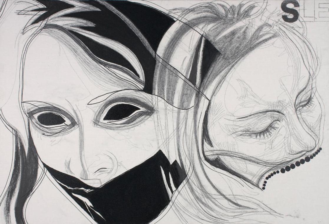 Franz Graf, SLE (sleep), 2010, Graphit und Acryl auf Leinwand, 80 x 120 x 4 cm, Belvedere, Wien…