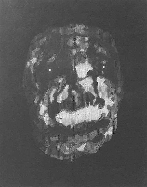 Peter Kogler, Ohne Titel, 1986, Siebdruck und Acryl auf Leinwand, 220 x 175 x 6 cm, Belvedere, …