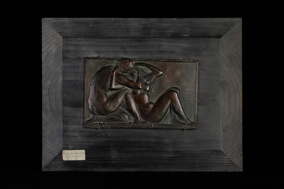 Ödön Edmund Moiret, Kauerndes Liebespaar, 1919, Bronze, 12,8 x 20 cm, Belvedere, Wien, Inv.-Nr.…