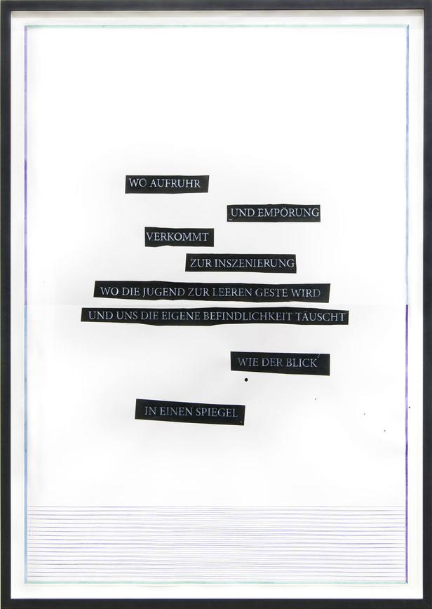 Nick Oberthaler, Wo Aufruhr und Empörung ..., 2009, Aquarell, Tinte, Buntstift auf Papier, 146 …