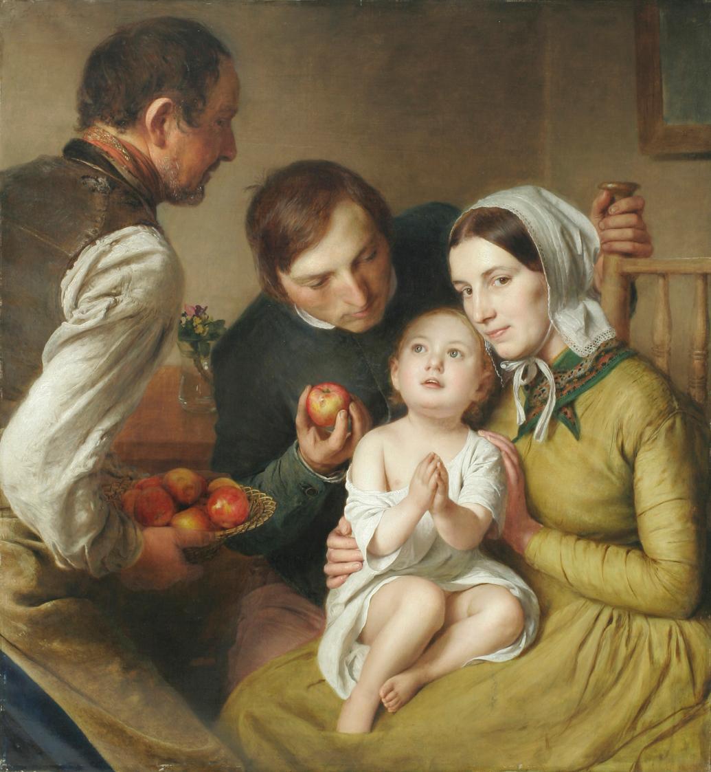 Johann Baptist Reiter, Das Bittenlernen (Familie Reiter), 1854, Öl auf Leinwand, 102 x 93 cm, B…