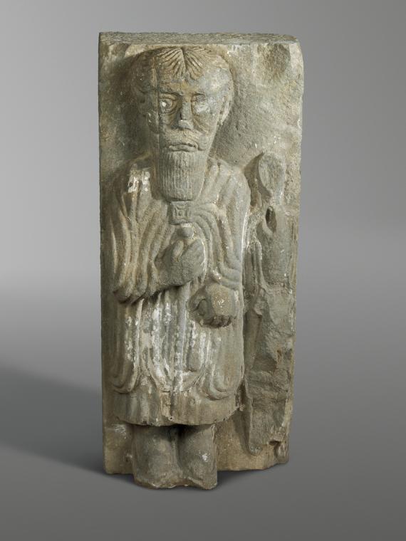 Bildhauer der Bauplastik von Schöngrabern, Hl. Johannes Evangelist (?), um 1225/1230, Schleifsa…