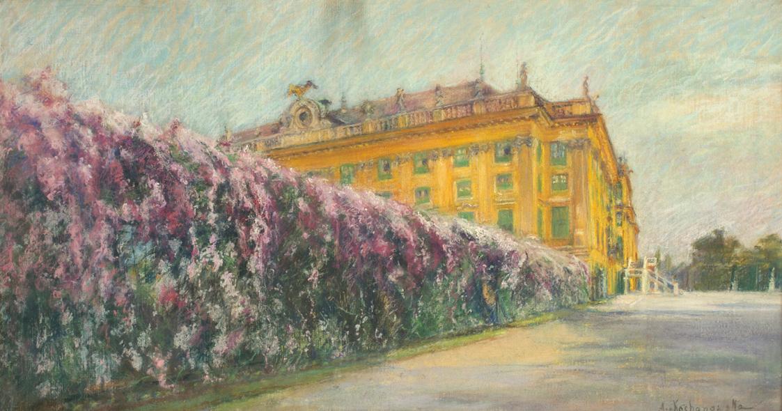 Auguste Kochanowska, Schönbrunn, Pastell auf Papier auf Karton, 44 x 75 cm, Belvedere, Wien, In…