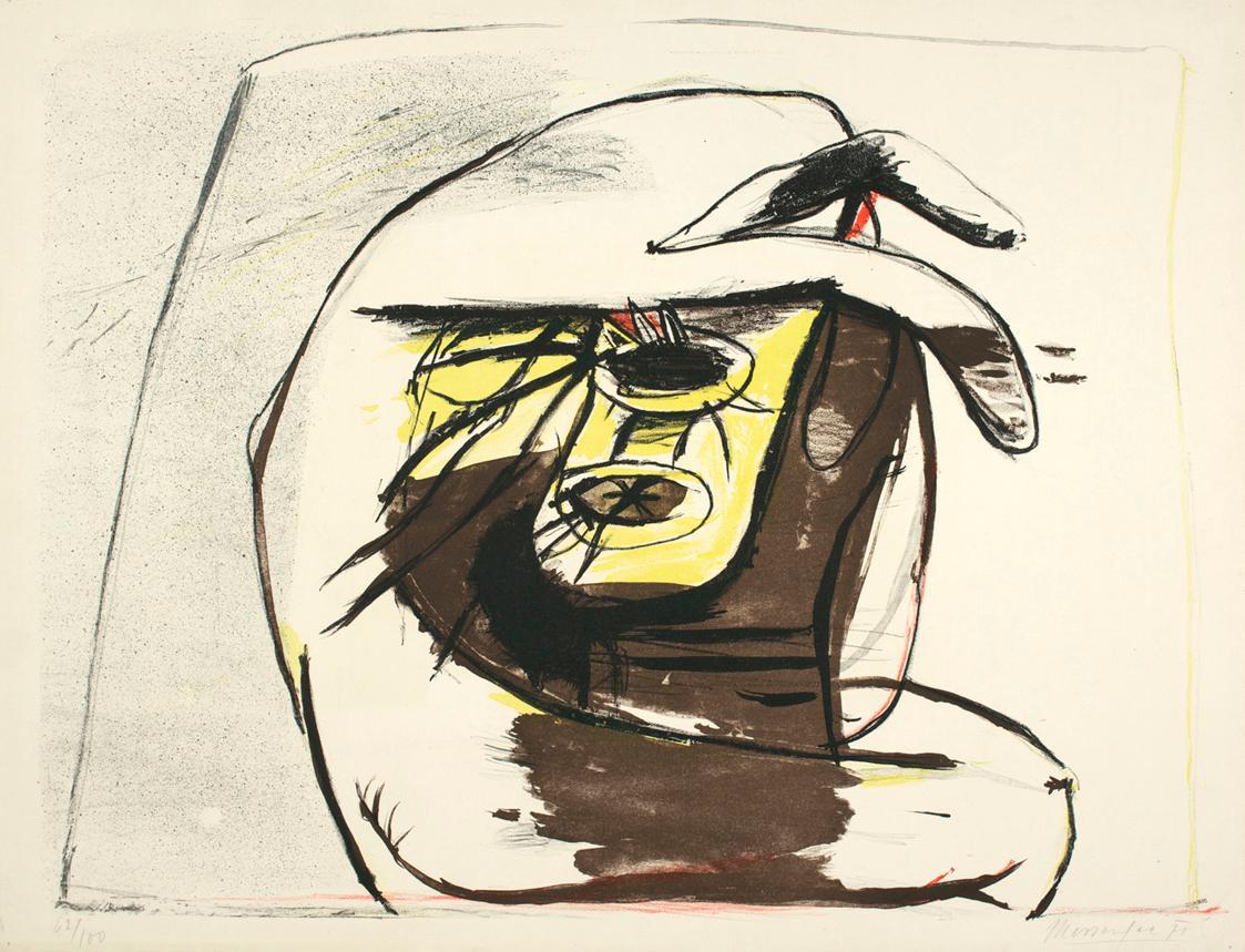 Jürgen Messensee, Ohne Titel (Frauenkopf), 1971, Farblithographie auf Papier, 50,5 × 65,3 cm, B…