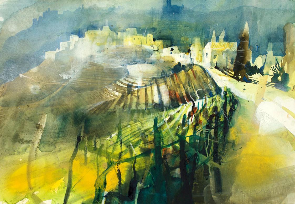 Bernhard Vogel, Panerole, Piemont, 1998, Aquarell, 38,5 × 56 cm, Belvedere, Wien, Inv.-Nr. 1010…
