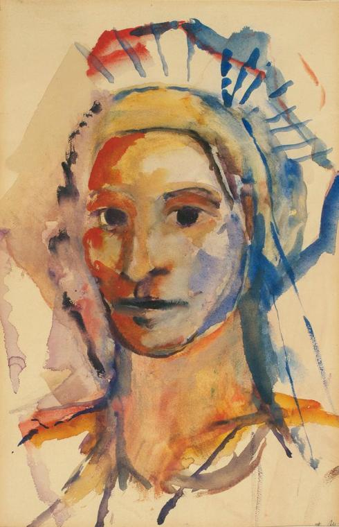 Marie-Cécile Boog, Lichtengel - Porträt Herbert Boeckl, 1965, Aquarell auf Papier, 37 x 23,5 cm…