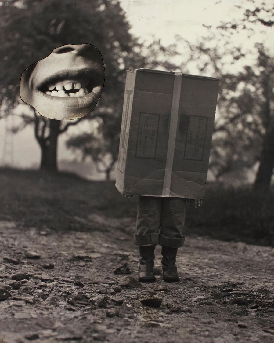 Gottfried Bechtold, Suche I (Ansicht 1),1978, Schwarzweiß-Fotografie mit Ausschnitt und Intarsi…