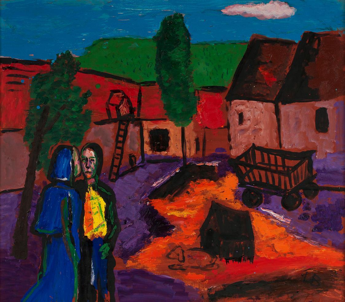 Leopold Birstinger, Waldviertler Bauernhof, 1955–1960, Öl auf Leinwand, 70,5 x 80 cm, Artothek …