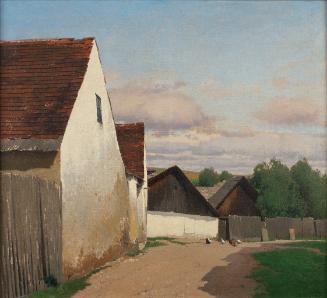 Ferdinand Brunner, Alte Häuser in Gaudenzdorf, 1907, Öl auf Leinwand, 81 x 91 cm, Belvedere, Wi…