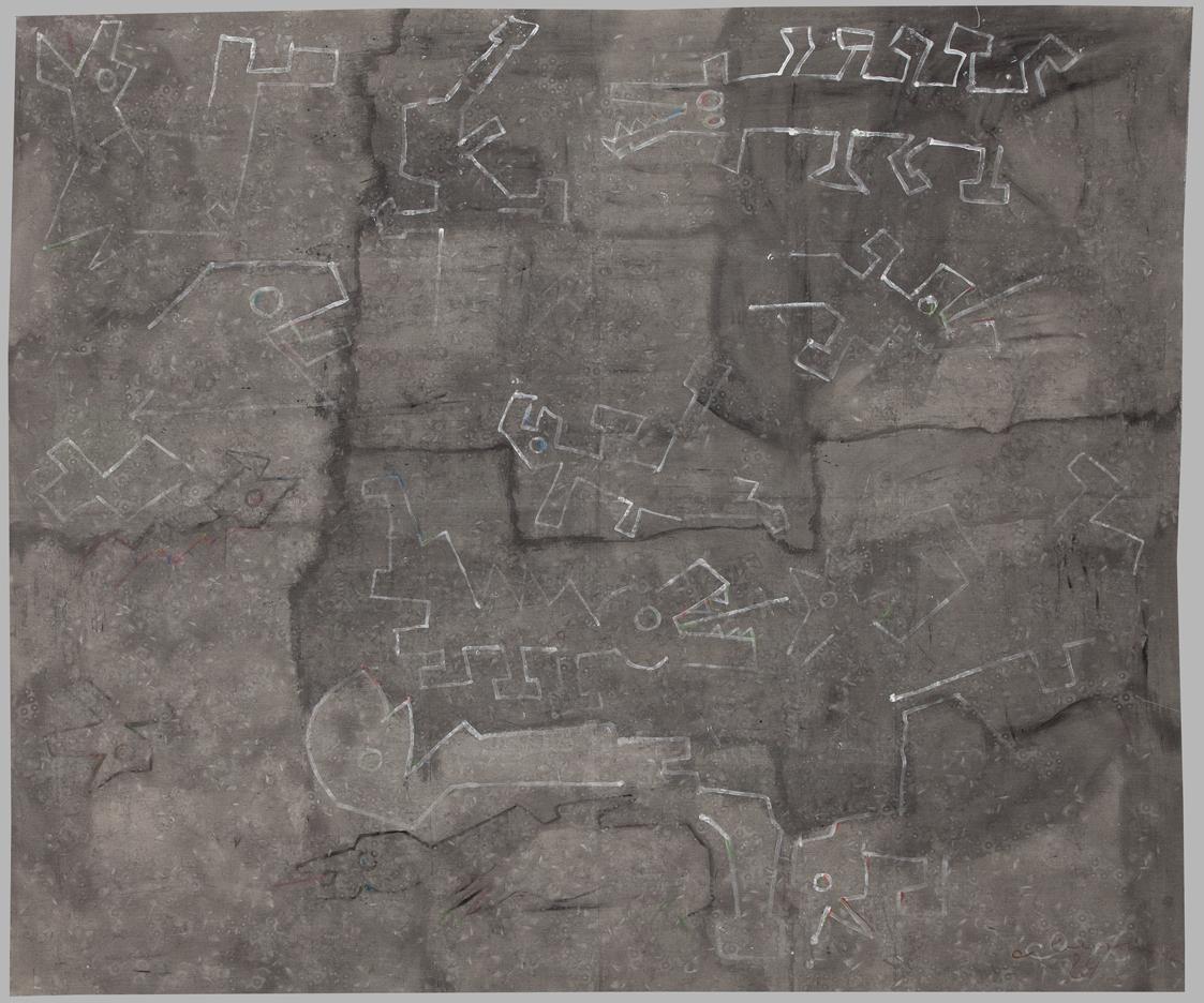 Oswald Oberhuber, Drachen, 1984, Acryl auf Molino, 250 x 300 cm, Belvedere, Wien, Inv.-Nr. Lg 1…