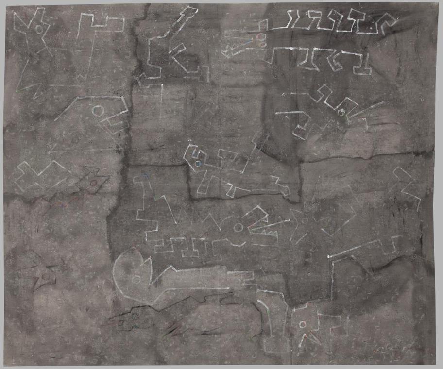 Oswald Oberhuber, Drachen, 1984, Acryl auf Molino, 250 x 300 cm, Belvedere, Wien, Inv.-Nr. Lg 1…