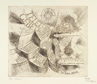 Marc Adrian, Mappenwerk Telefongebete, Titelblatt, 1955, Radierung auf Papier, 38 x 53,5 cm, Be…