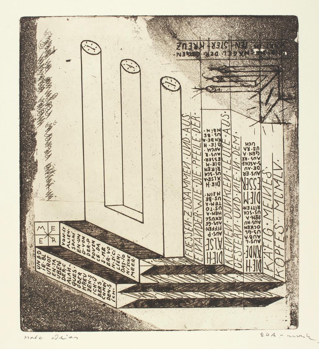 Marc Adrian, Telefongebete Nr. 8, 1955, Radierung auf Papier, 53,5 x 38 cm, Belvedere, Wien, In…
