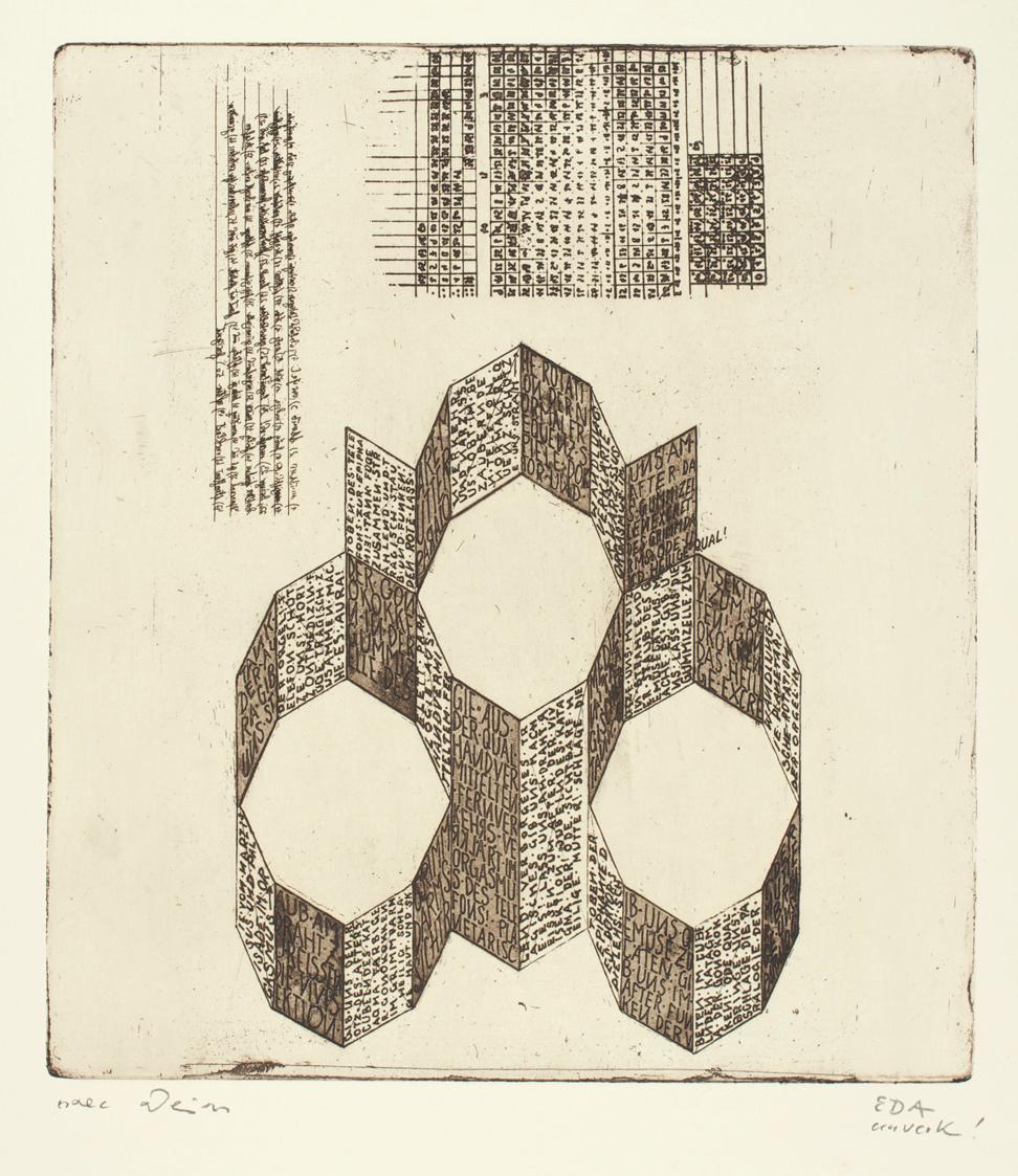 Marc Adrian, Telefongebete Nr. 6, 1955, Radierung auf Papier, 53,5 x 38 cm, Belvedere, Wien, In…
