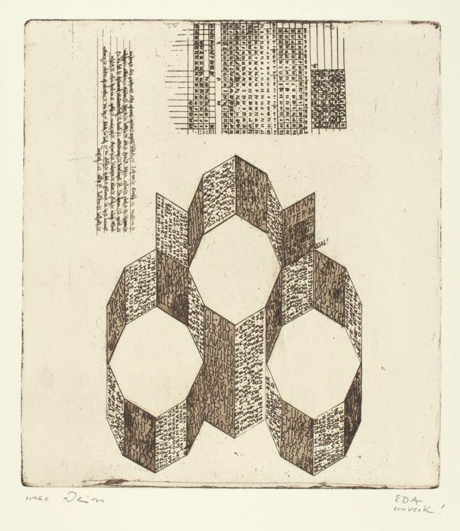 Marc Adrian, Telefongebete Nr. 6, 1955, Radierung auf Papier, 53,5 x 38 cm, Belvedere, Wien, In…