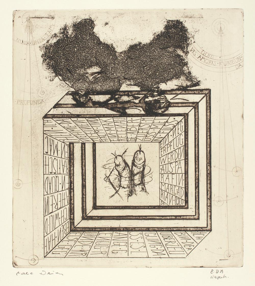 Marc Adrian, Telefongebete Nr. 5, 1955, Radierung auf Papier, 53,5 x 38 cm, Belvedere, Wien, In…