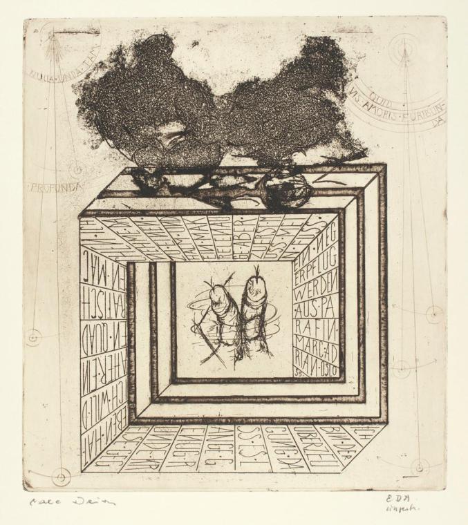 Marc Adrian, Telefongebete Nr. 5, 1955, Radierung auf Papier, 53,5 x 38 cm, Belvedere, Wien, In…