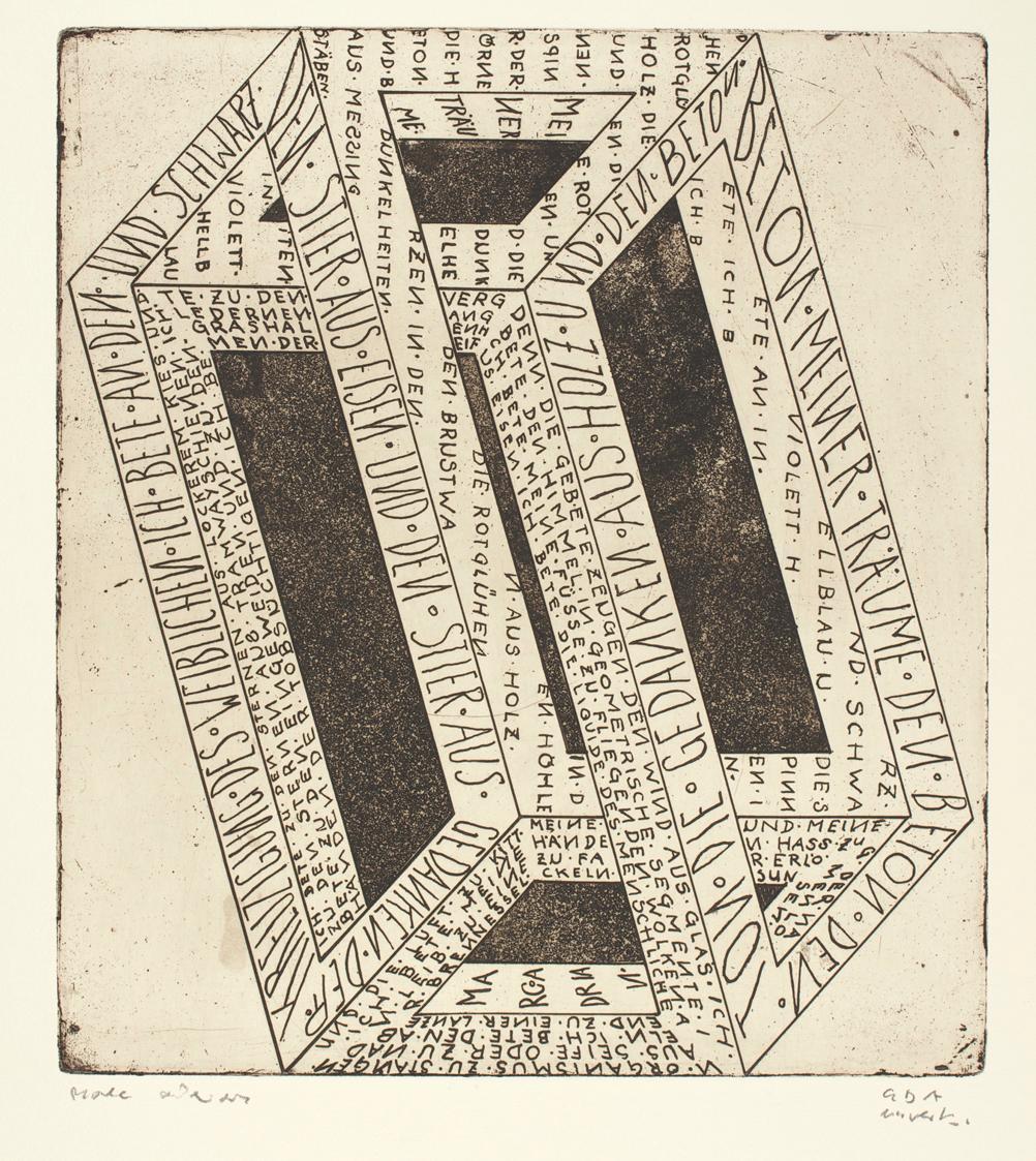 Marc Adrian, Telefongebete Nr. 4, 1955, Radierung auf Papier, 53,5 x 38 cm, Belvedere, Wien, In…