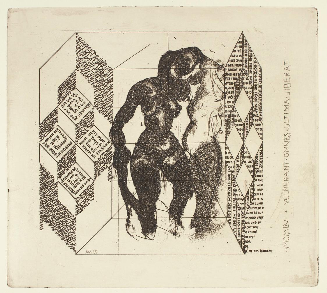 Marc Adrian, Telefongebete Nr. 3, 1955, Radierung auf Papier, 53,5 x 38 cm, Belvedere, Wien, In…