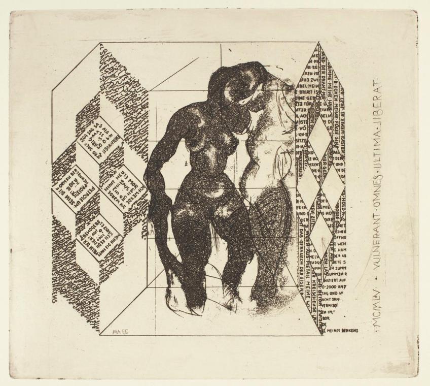 Marc Adrian, Telefongebete Nr. 3, 1955, Radierung auf Papier, 53,5 x 38 cm, Belvedere, Wien, In…