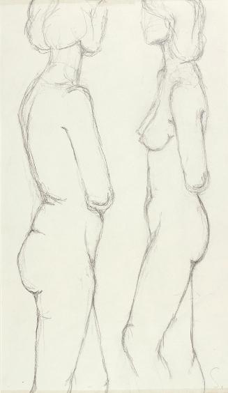 Josefine Sokole, Zwei stehende weibliche Akte, 1971, Bleistift auf Papier, 34,2 × 24 cm, Belved…