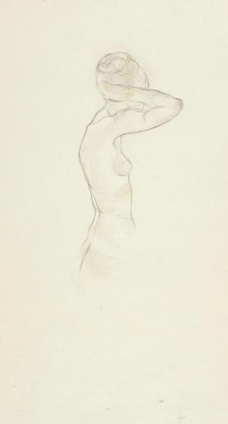 Josefine Sokole, Stehender weiblicher Akt, undatiert, Bleistift laviert auf Papier, 35 x 22,5 c…