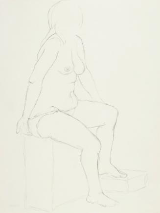 Josefine Sokole, Sitzender weiblicher Akt, undatiert, Bleistift auf Papier, 40 x 30,2 cm, Belve…