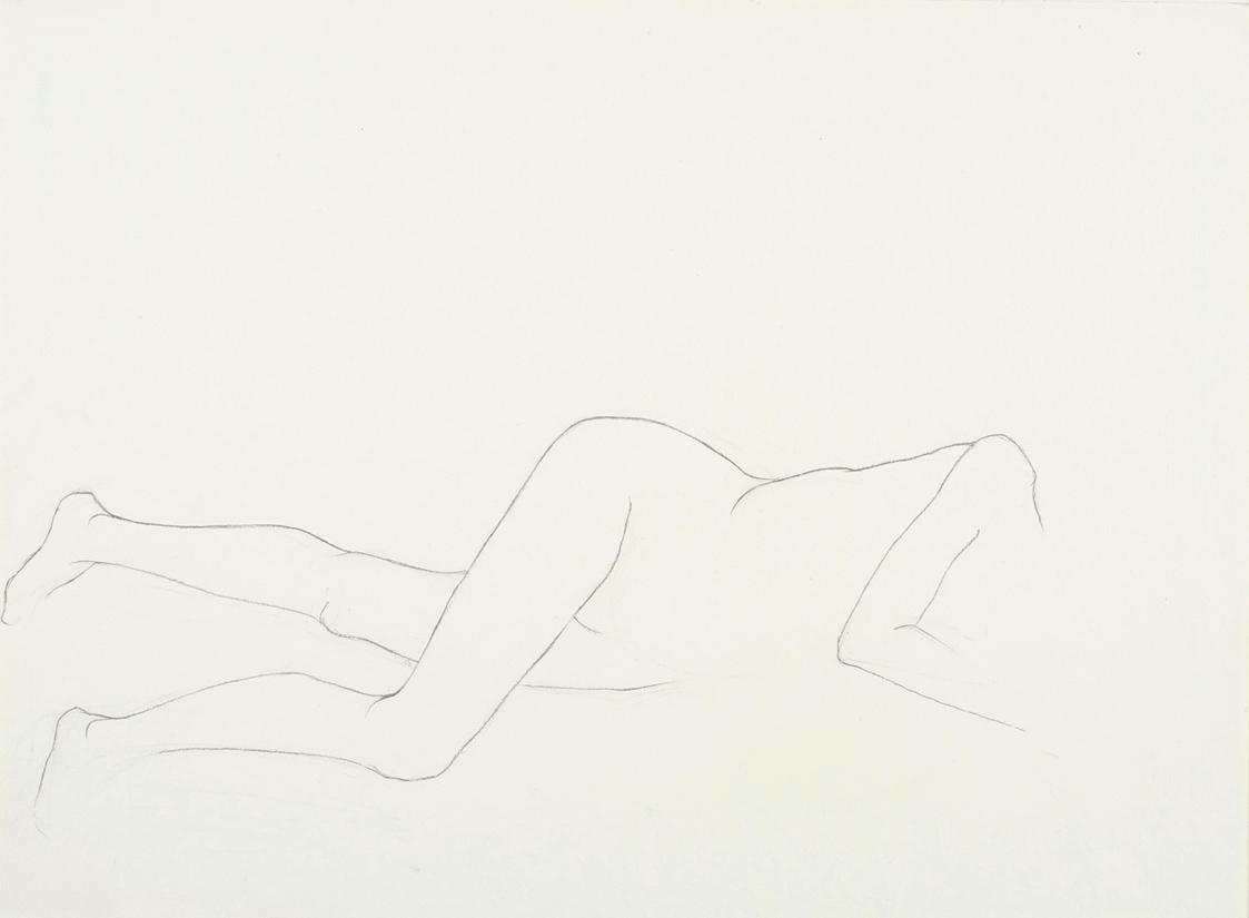 Josefine Sokole, Liegender weiblicher Akt, undatiert, Bleistift auf Papier, 38 x 28 cm, Belvede…
